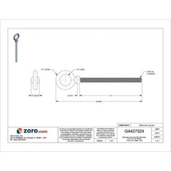 Ken Forging K2024-6 Eye Bolt With Shoulder, 7/16″-14, 6 In Shank, 1-3/32 In Id,