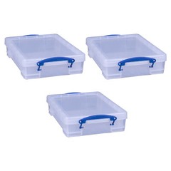 Really Useful Box 4L Storage Container with Lid and Clip Lock Handles, (3 Pack)