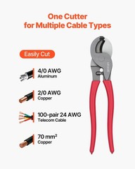 VEVOR High Leverage Cable Cutter 235 mm for 4/0 AWG Aluminum 2/0 AWG Copper