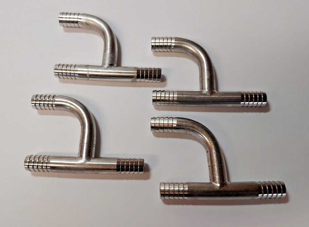 Q-(4) FOOD GRADE STAINLESS STEEL 3/8″ BARB Y HOSE FITTING ADAPTERS SPLICERS