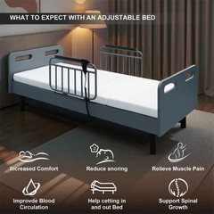 Electric Adjustable Hospital Bed for Home Use w/Wired Remote Control Memory Foam
