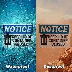 (2 Pack) Keep Lid Of Container Closed OSHA Notice Sign Decal Metal Plastic