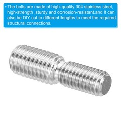 M10x20mm to M12x20mm Double End Threaded Stud Screw Bolt, 5 Pack 304 Stainles…