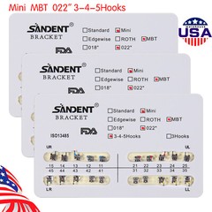 10X Dental Orthodontic Metal Brackets Braces Mini MBT Slot.022 345 Hooks ARCH