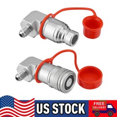 90 Degree Flat Face Skid Steer Hydraulic Quick Connect Coupler Set 3/8″ JIC Male