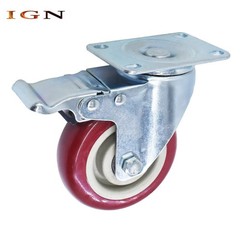 Red Caster Wheels 4″ Locking Casters With Brake Swivel Plate Castor 4 Pcs Caster