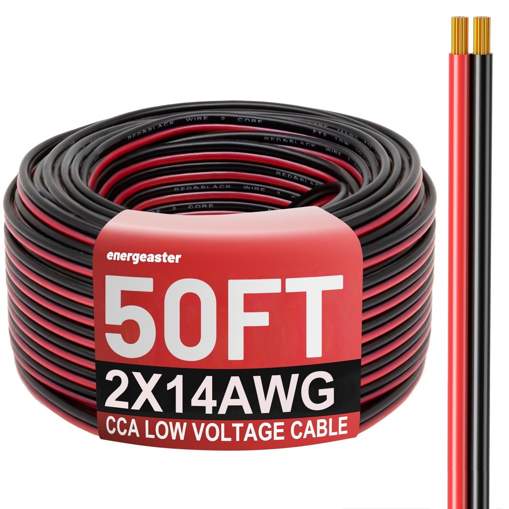 14 Gauge Wire, 14AWG Automotive Electrical Cord 50FT 2 Conductor Red Black 12…