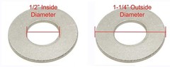 1/2 Flat Washer, 1-1/4 Outside Diameter 100 Pack- Choose Size, 18-8 304 Stain…
