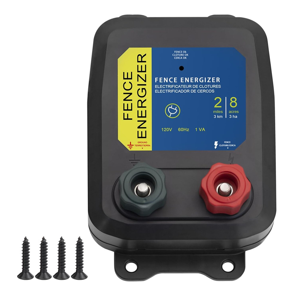 Electric Fence Charger 10 Joule 2 Mile Range 8 Acre Plug In Electric Fence