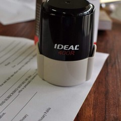 Custom Logo Double Round Border Stamp – 3 Lines of Text – Self-Inking Stamper