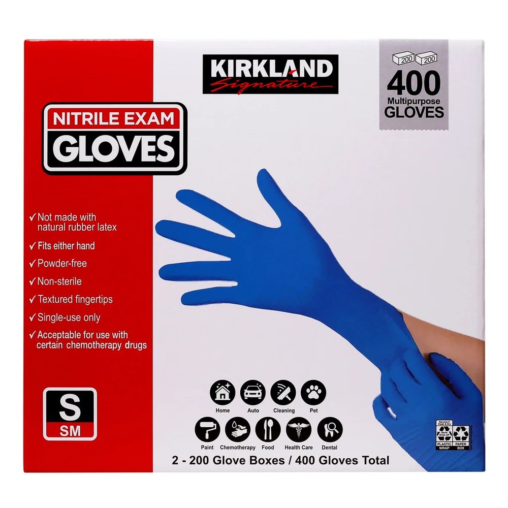 Kirkland Signature Nitrile Exam Gloves (2×200) 400 Count