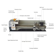 WM210V 8″*32″ Precision Metal Bench Lathe Inch Thread Metalworking Bench Lathe