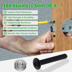 M4-0.7 x 12mm Truss Head Machine Screws, Stainless Steel 304, Black Coated Ph…