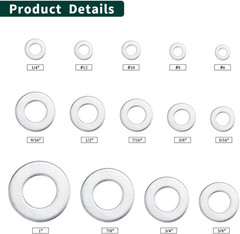 #6 Stainless Steel Flat Washer (0.16″ ID, 0.39″ OD), 304 Stainless Steel 18-8, B