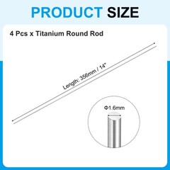 4 pcs 1.6mm Dia 356mm Length GR5 Metal Solid TC4 Titanium Round Bar[0.06 x 14IN]