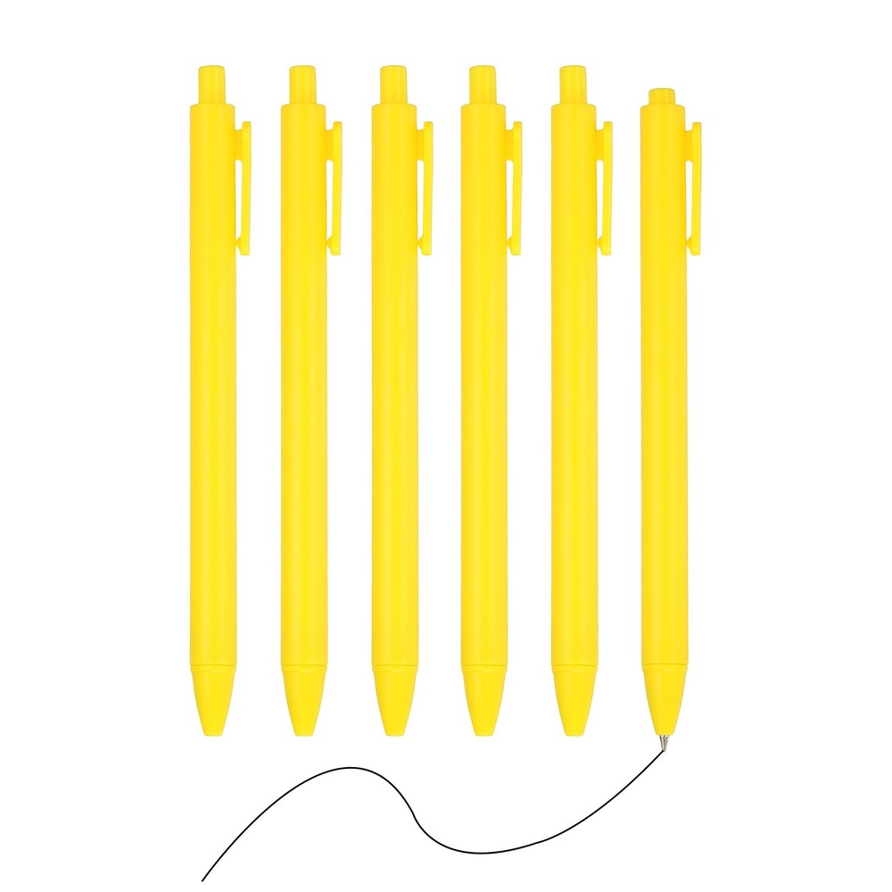 6 Pack Retractable Pens 0.5mm, Black Gel Ink for Office, Dark Yellow