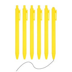 6 Pack Retractable Pens 0.5mm, Black Gel Ink for Office, Dark Yellow