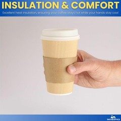 Coffee Cup Sleeves, Corrugated Coffee Sleeves for 10 oz, 12 oz & 16 oz Cups,