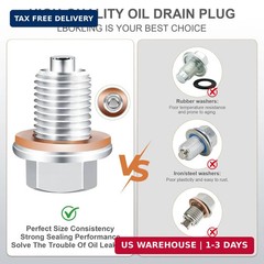 Magnetic Oil Drain Plug M14x1.5 Stainless Steel Oil Pan Bolt with 5 Copper Washe