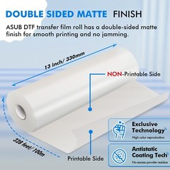 A-SUB A3+ DTF Transfer Roll Film 13in x 328ft DTF Film Premium Hot Cold Peel