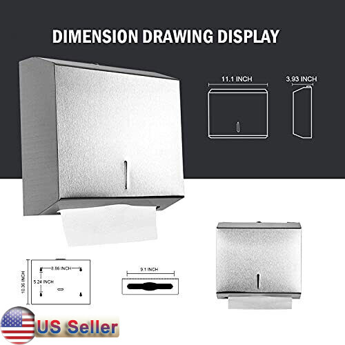 Wall Mount Paper Towel Dispenser Commercial Grade Stainless Steel Touchless