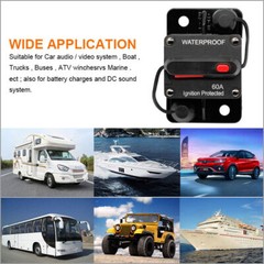 Waterproof Car Circuit Breaker Fuse Reset 30-300 Amp 12V-48V DC Car Boat Auto