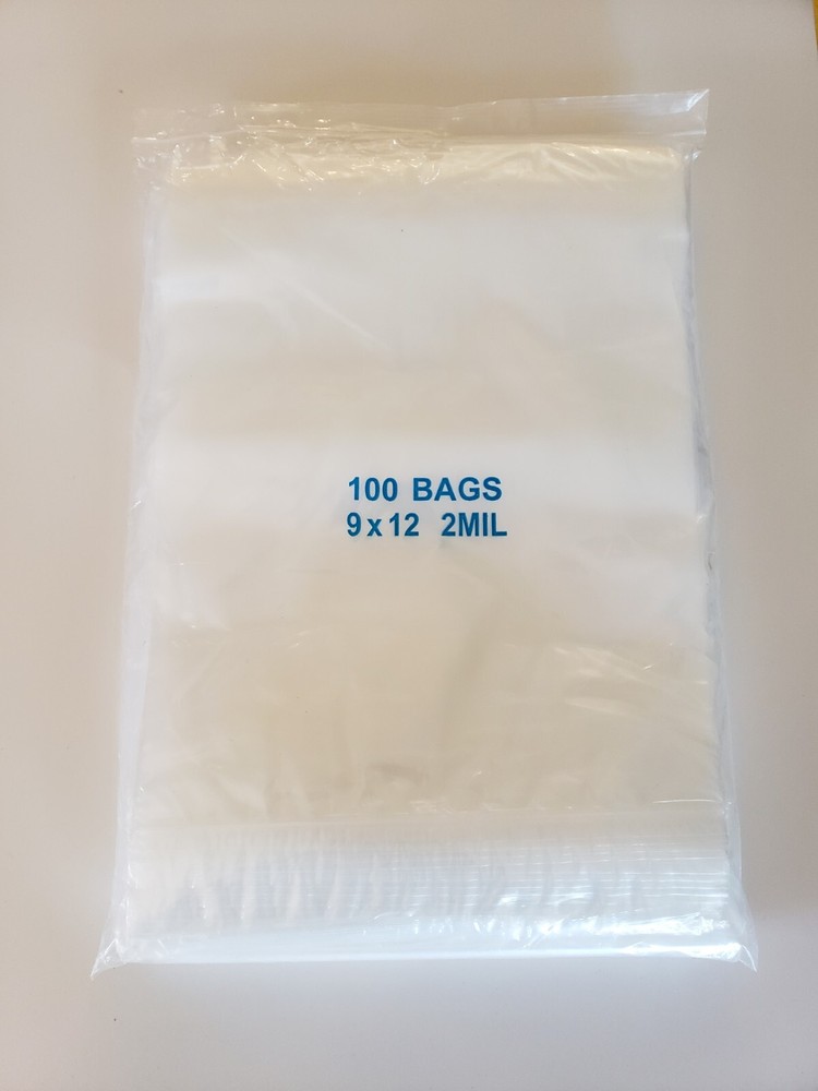 100 9” X 12” Clear Reclosable Zip Seal Bag Plastic 2 Mil BAGGIES Jewelry Zipper