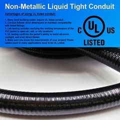 1/2″ x 100′ Black Flexible Liquid Tight, Non-Metallic Conduit – UL Listed