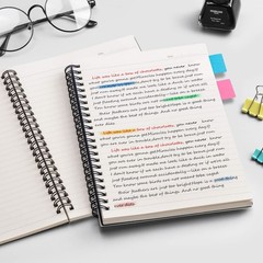 EMSHOI Lined Journal Spiral Notebook 5.7″ 4Pcs-A5-Ruled, Brown Red Green Blue