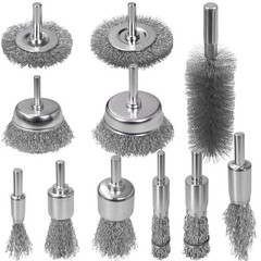 SBGGRL 11 Pcs Metal Carbon Steel Wire Wheel for Drill Set,Wool Brush brass