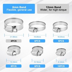 40Pcs Hose Clamps,Stainless Steel Hose Clamp Assortment Kit, 1/4″ to 1-1/2″ (6–3