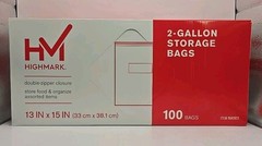 Highmark Clear Food/Item 100 Count Storage Bags 2 Gallon Zip Lock Zipper 13″x15″