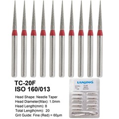 Dental Diamond Burs FG TC-20F Needle Taper Shape Fine Grit High Speed