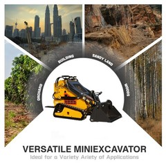 Mini Skid Steer Loader 24HP 4-in-1 Bucket 3-Stage Pump Hydraulic System Pick Up