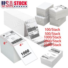 20000x 4″x6″ Fanfold Direct Thermal Shipping Labels for Zebra & Rollo Printers
