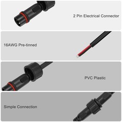 5 Pairs 2-Pin Waterproof Connector Kit 16AWG Male Female Plug for LED Wire Boat