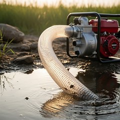 1″ x 25′ – Flexible PVC Water Suction & Discharge Hose – Clear w/White Helix