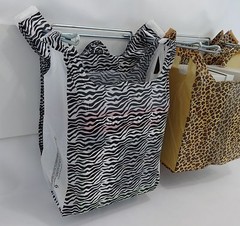 Design T-Shirt Bags Leopard or Zebra Print 11.5 x6x21 Shopping Bags with Handles