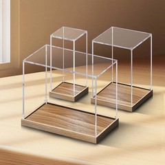 Acrylic Wood Grain Display Case，16″ L x 12″ W x 20″ H Thickening ，