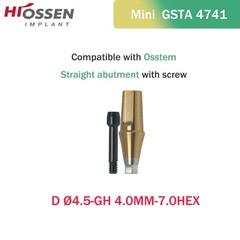 Titanium straight abutment Hiossen Osstem Mini D Ø4. 5 Hex Abutment Ti Grade TS