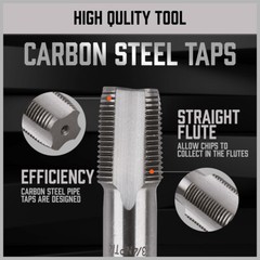6PC NPT Pipe Tap Set 1/8″ 1/4″ 3/8″ 1/2″ 3/4″ and 1″ With Case Carbon Steel Inch
