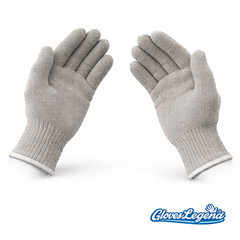 12 Pairs Grey Cotton String Knit Gloves – Size Large