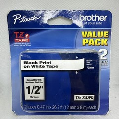 Brother TZE2312PK 12mm Black on White Tape – 2 Pack New still factory sealed