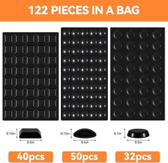 Adhesive Rubber Feet 122PCS – Black Bumpers 122 Black, 122pcs Set