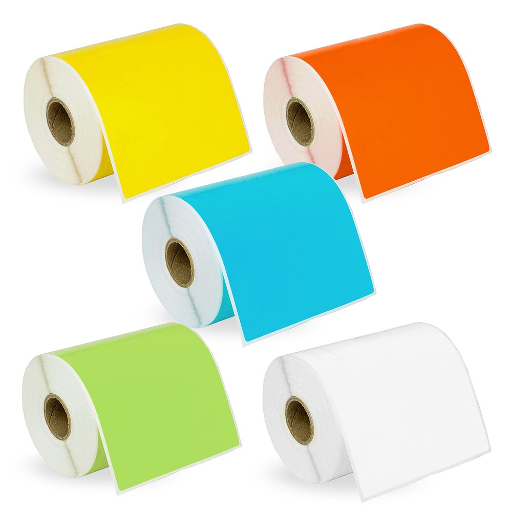 DYMO LW 1744907 COLOR 4XL 4×6 – 5 Rolls – 1 each: BLUE GREEN YELLOW WHITE ORANGE