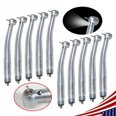 10Pcs USA Dental Fiber Optic LED E-generator Turbine Handpiece Triple 4Hole UDM4