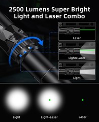 EZshoot 2500 Lumens Rifle Laser Light Combo Compatible with M-Rail, Black