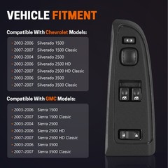 Power Window Switch Front Driver Side For GMC Sierra Chevy Silverado 15883318