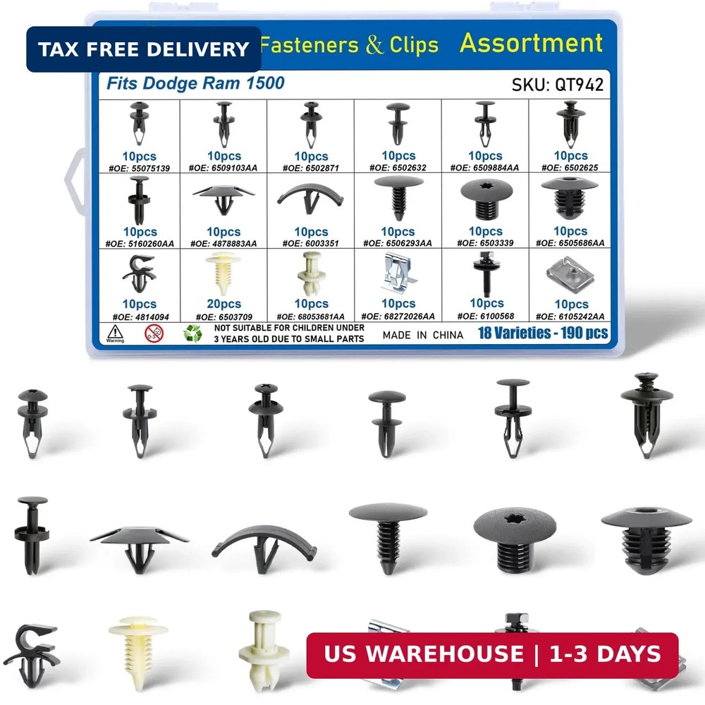 190pcs for Ram 1500 2500 3500 Automotive Body Interior and Exterior Retainer Fas