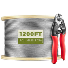 500FT 1/8″ T316 Stainless Steel Cable, Wire Rope Aircraft Cable for Deck Cable R